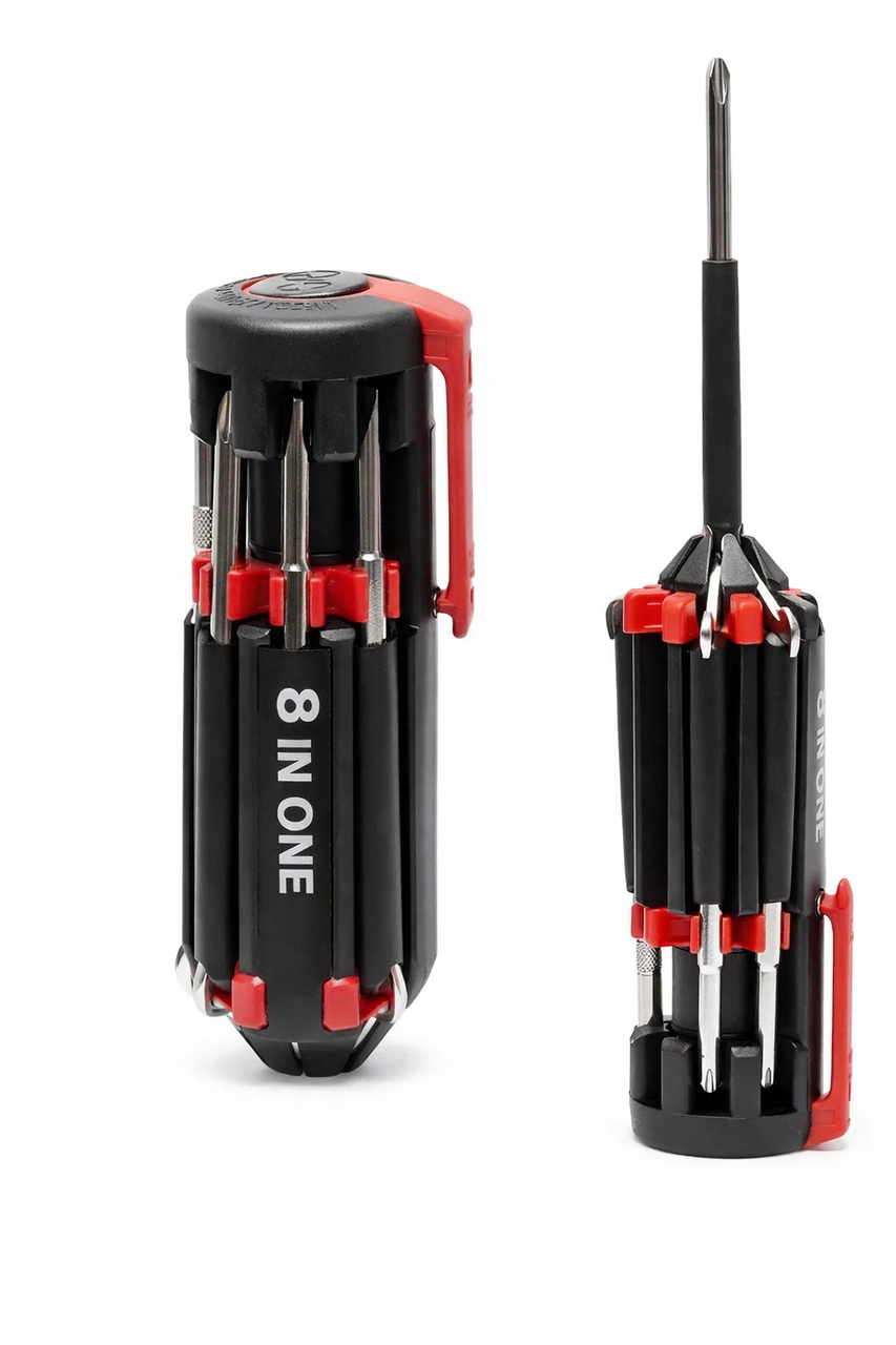 Викрутка 8 в 1 з насадками та ліхтариком, фото 1