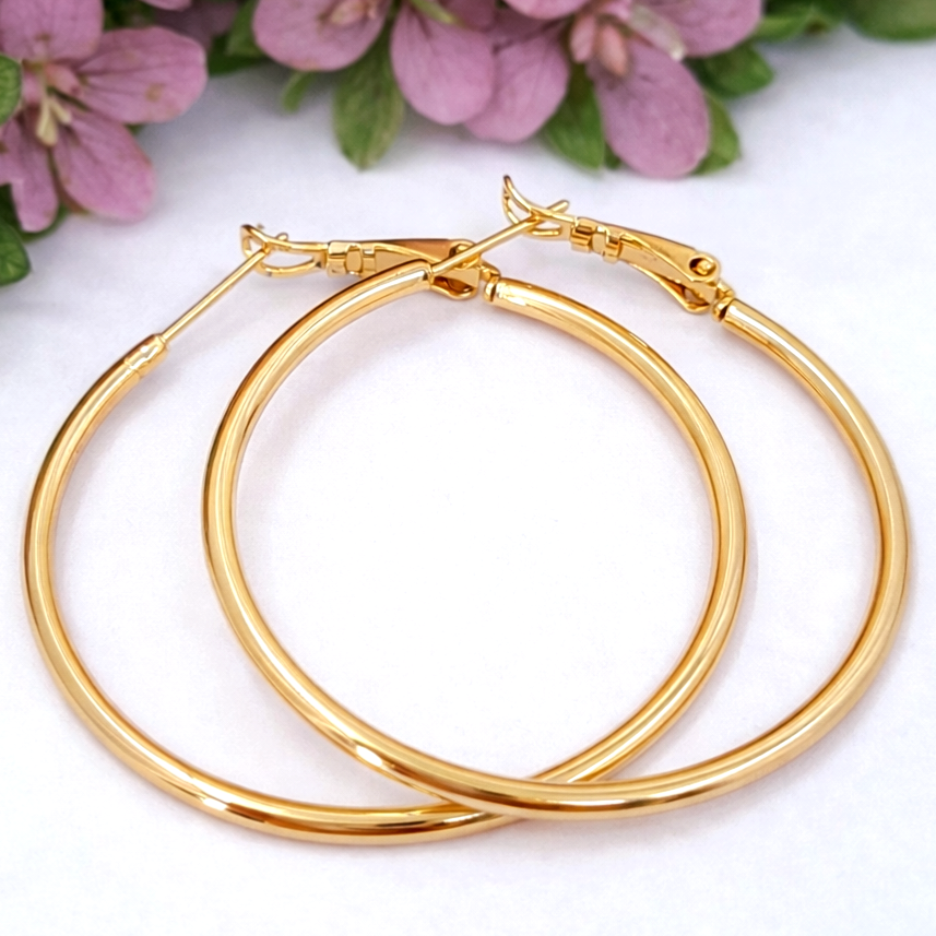 Сережки кільця Xuping Jewelry діаметр 4.5см медичне золото позолота 18К с508