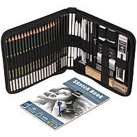 Набір олівців для ескізів та малювання вугіллям Kalour, 54 елементи зі скетчбуком