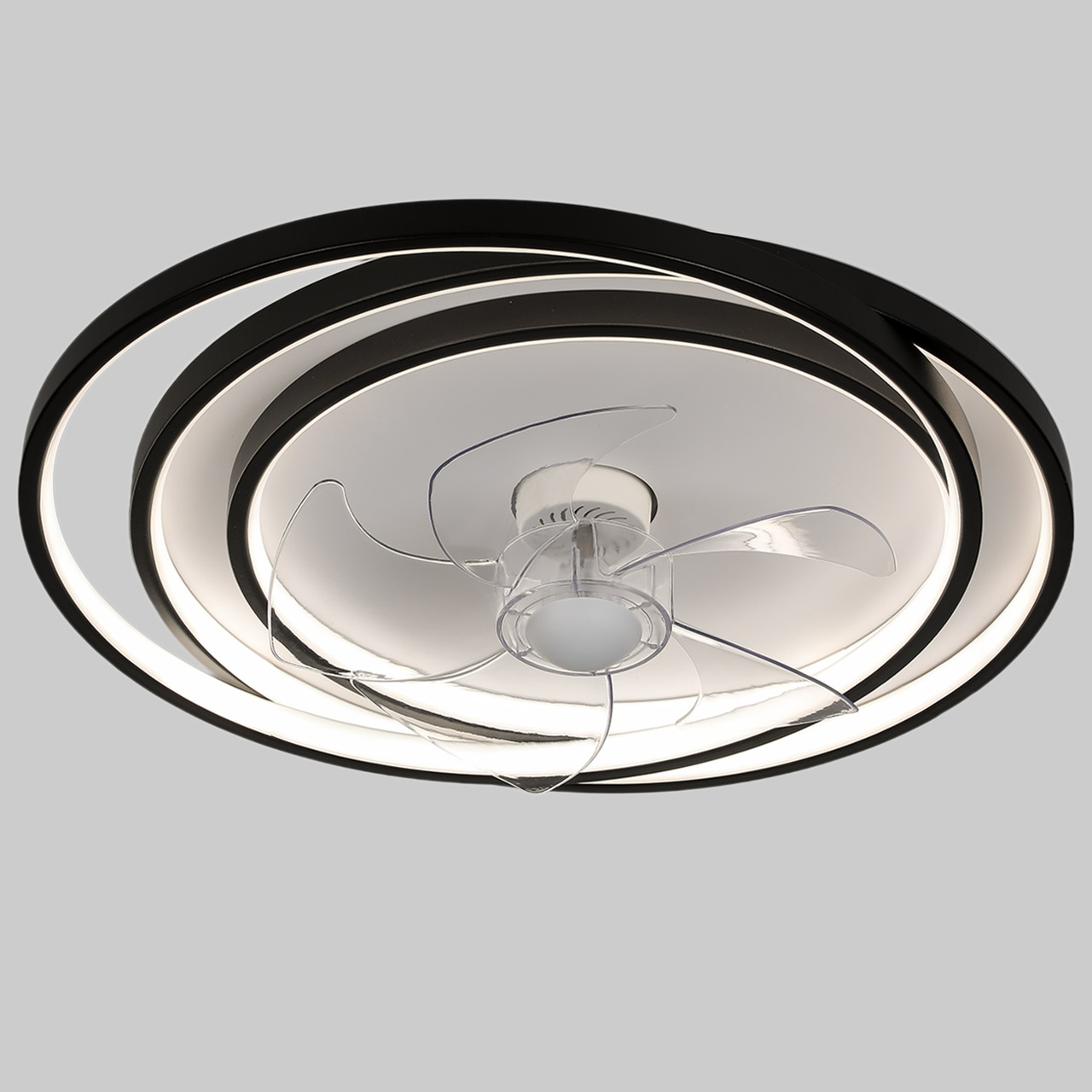Люстра-вентилятор чорна з пультом 70W 50см (87-5088A BK+WH)