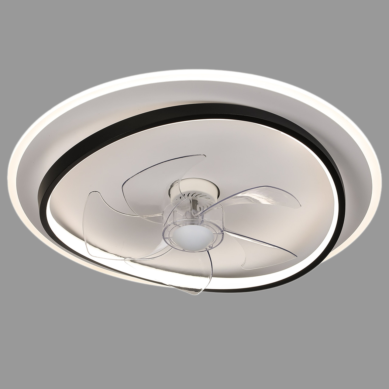 Люстра-вентилятор чорна з пультом 50W 48см (87-5088B BK+WH)