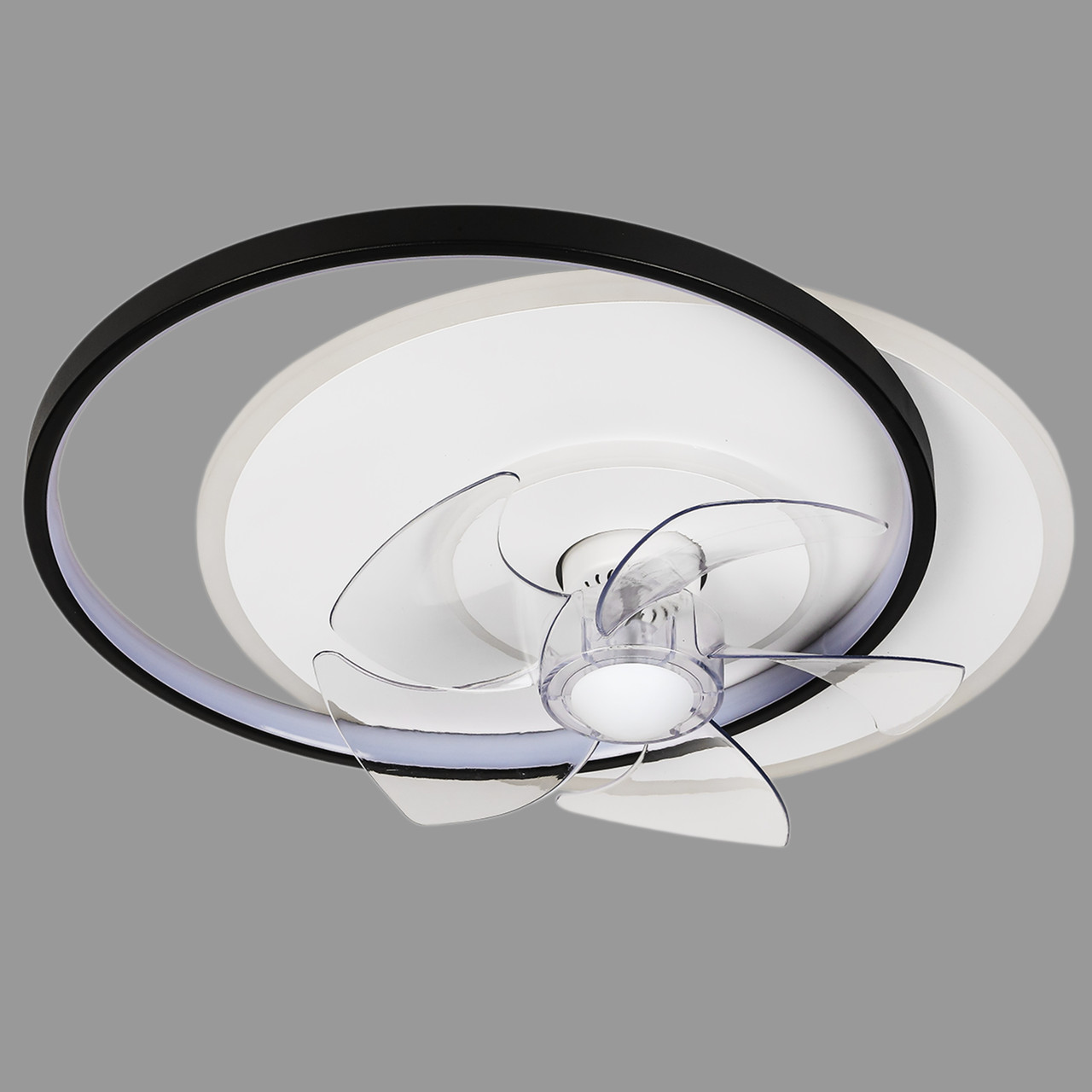Люстра-вентилятор чорна з пультом 48W 48см (87-5088C BK+WH)