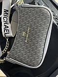 Сумка жіноча Michael Kors Jet Set Charm сірий на широкому ремені Майкл Корс, фото 3