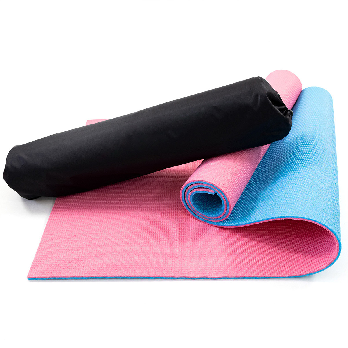 Килимок для йоги, фітнесу та спорту (каремат спортивний) OSPORT Спорт 8мм + чохол (n-0008) Рожево-блакитний, фото 1