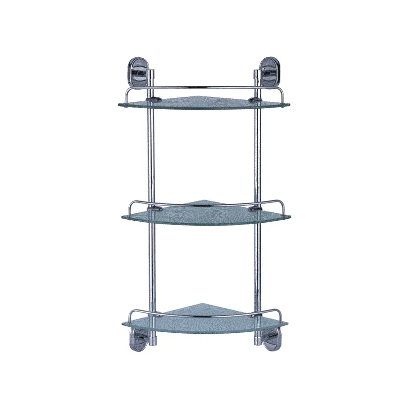 Полиця кутова 3-ярусна Zerix AFB-0107-3 (скло) (ZX5072), фото 1