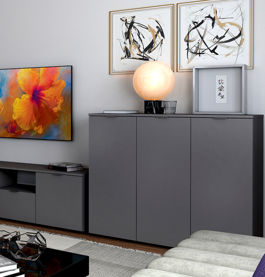 Комод у вітальню Doros Рон 6 120х38х100 см Графіт (DRS-011303), фото 1