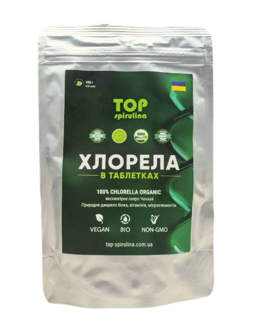 Хлорела TOP SPIRULINA таблетки 400 шт. 100г, фото 1