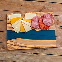 Обробна дошка для кухні з бамбука, дошка на кухню для оброблення з візерунком морської хвилі бамбукова 40 х 30 см