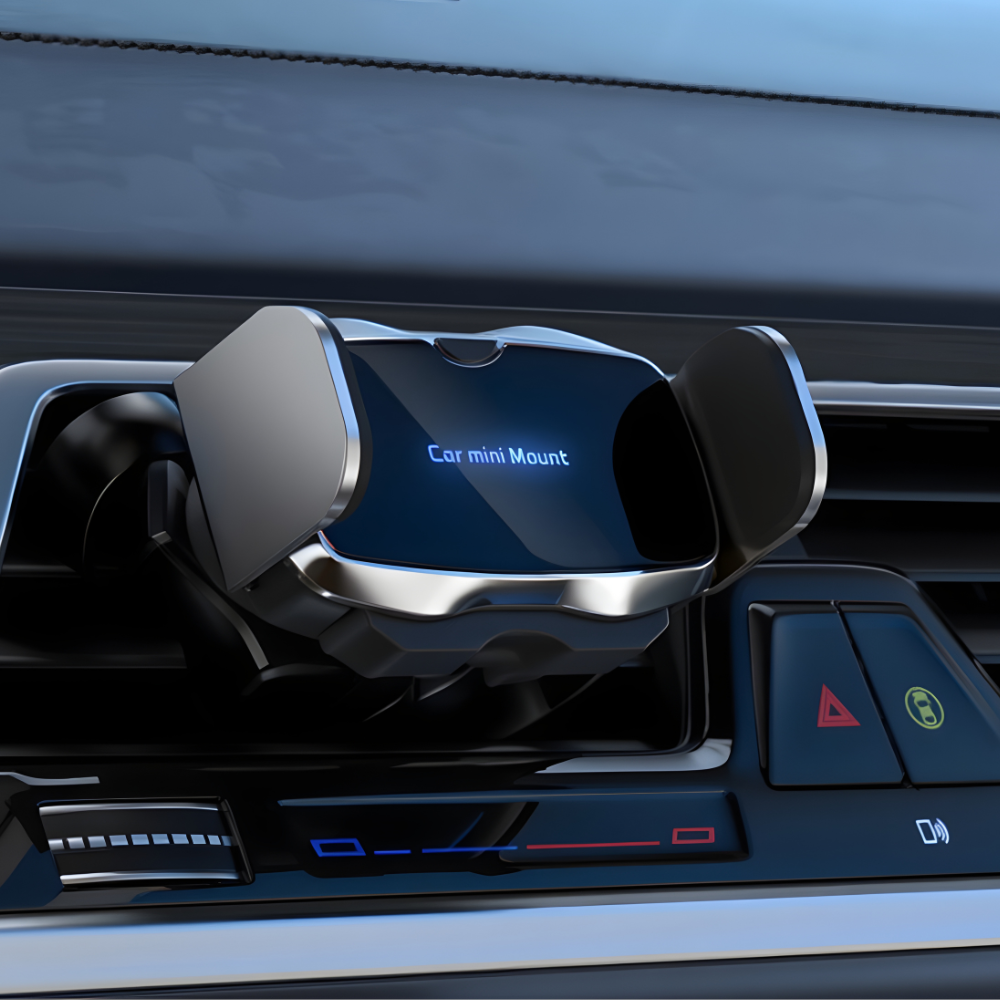 Тримач для телефону, автомобільний з бездротовою зарядкою 5W в машину з поворотом на 360 градусів,сріблястий, фото 1