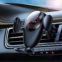 Тримач для телефону, автомобільний, з механічною фіксацією смартфона,на дефлектор в машину, чорний