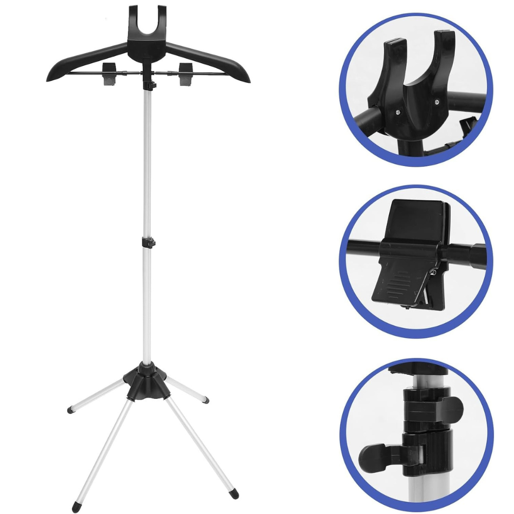 Стійка вішалка для відпарювача одягу, телескопічна для прасування речей парою, висувна 85-160 см, чорна, фото 1