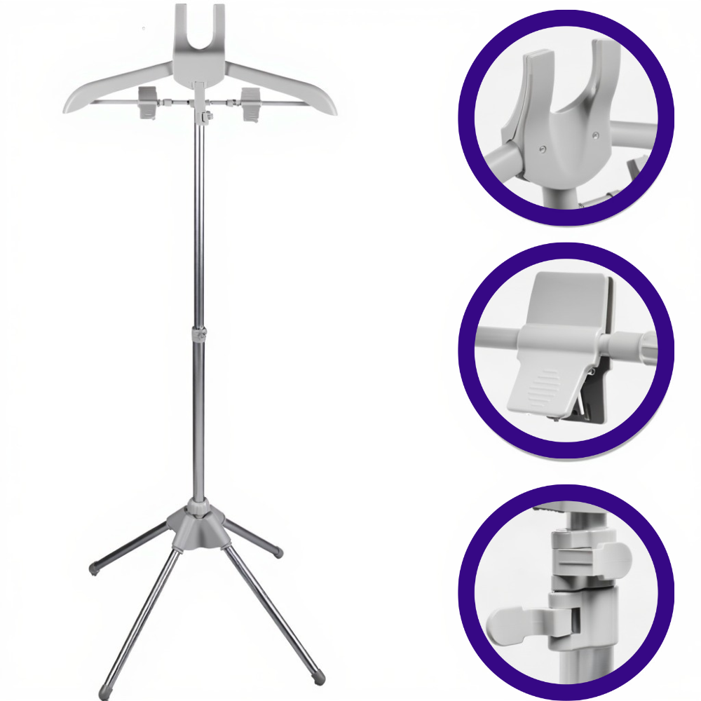 Стійка вішалка для відпарювача одягу, телескопічна для прасування речей парою, висувна 85-160 см, сіра, фото 1