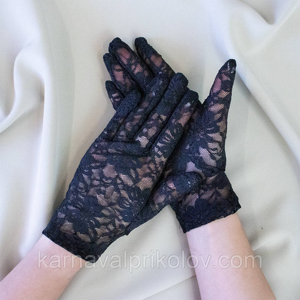 Рукавички мереживні 22см (чорні)