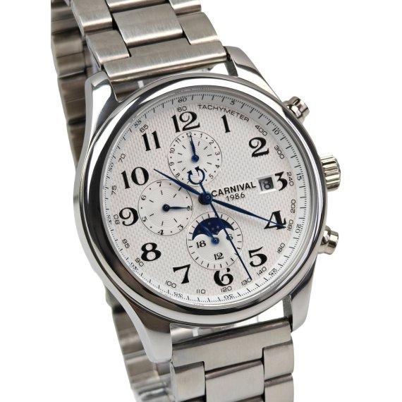 Чоловічий механічний годинник Carnival Masters Silver Metal (2 ремінці), фото 1