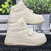 Ботинки детские для девочки демисезонные Jong Golf молочные на флисе 7102