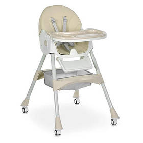 Стільчик для годування Bambi M 6302 Beige складний, 5-ти точкові ремені, Toyman