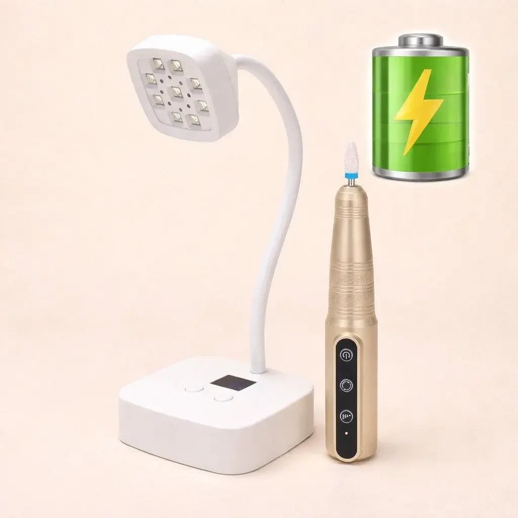 Набір для манікюру на акуммуляторі: Портативний фрезер для JF-106 на 26тис.об.та Лампа для сушіння нігтів UV+LED на 27 Вт