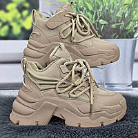 Ботинки детские для девочки Jong Golf темно-бежевые демисезонные на платформе 5973