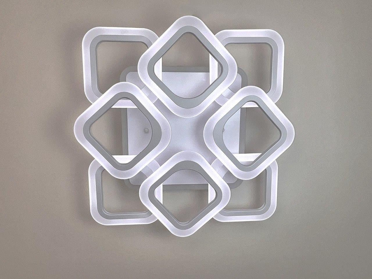 LED люстра з димером і кольоровою підсвіткою 110W біла, фото 1