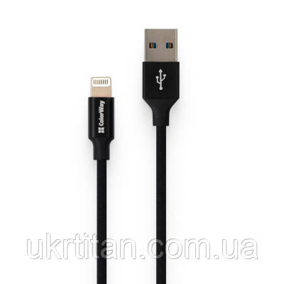 Оригінал! Дата кабель USB 2.0 AM to Lightning 1.0m black ColorWay (CW-CBUL004-BK) - Вища Якість!, фото 1