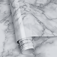 Самоклеящаяся пленка 2 м х 60 см под мрамор, Белый / Водонепроницаемая пленка самоклеющаяся для кухни