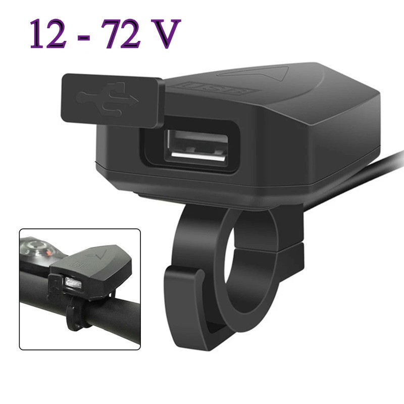 USB зарядка на кермо електросамоката електровелосипеда мопеда 12-72V, фото 1