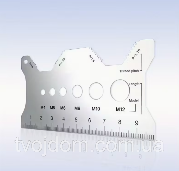 Нержавіюча сталева лінійка для вимірювання гвинтів, болтів, різьби.№2
