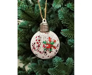 Підвіска на батарейках кулька зі сніжинкою кольорова 19-104