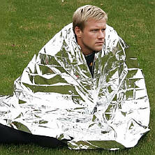 Рятувальна теплова ковдра космічне покривало термоодеяло з фольги майлара, фото 3