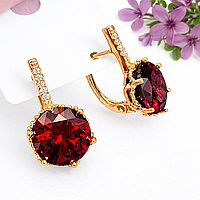 Сережки Xuping Jewelry довжина 1.9см ширина 1см медичне золото позолота 18К цирконій с1330