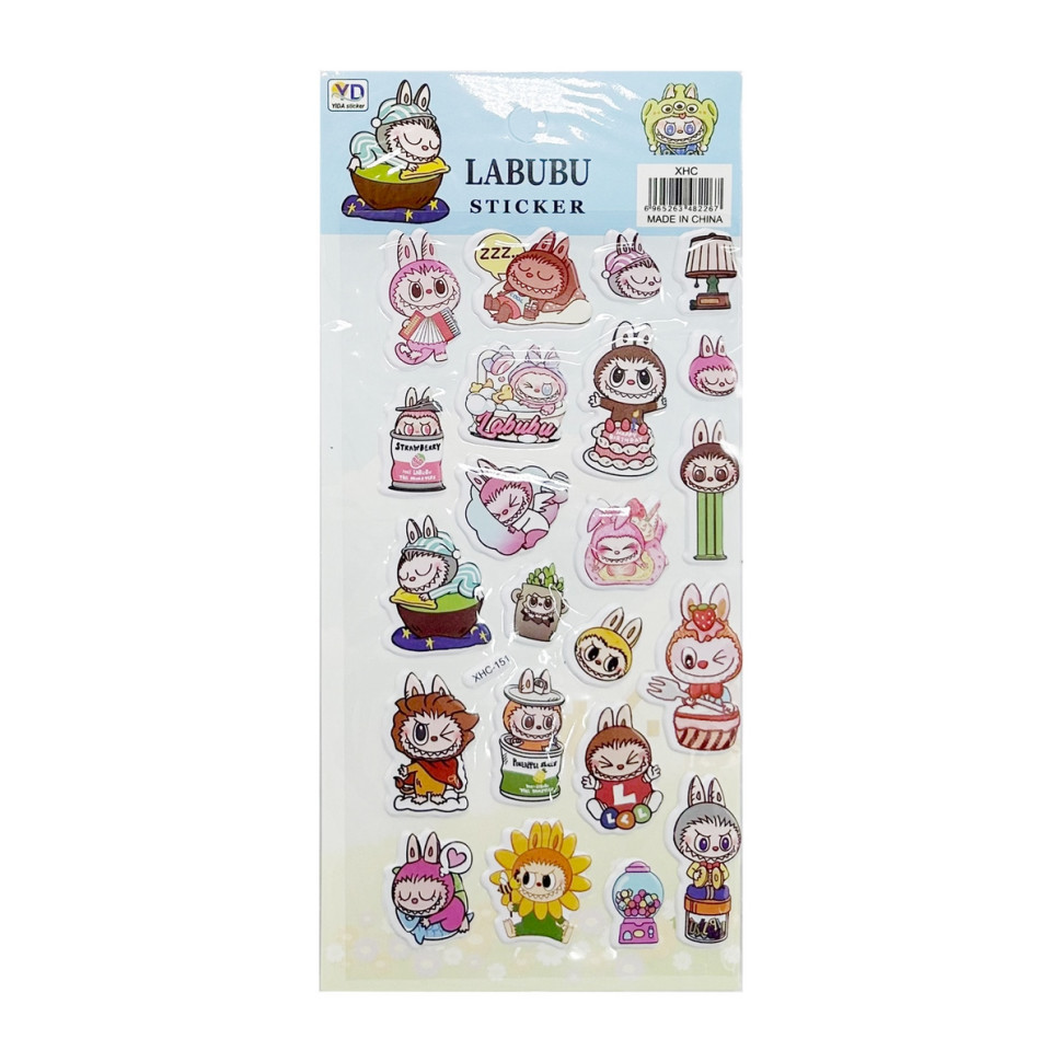 Дитячий набір наліпок "Лабубу" YG0328(Blue) мікс, 10х22 см, фото 1