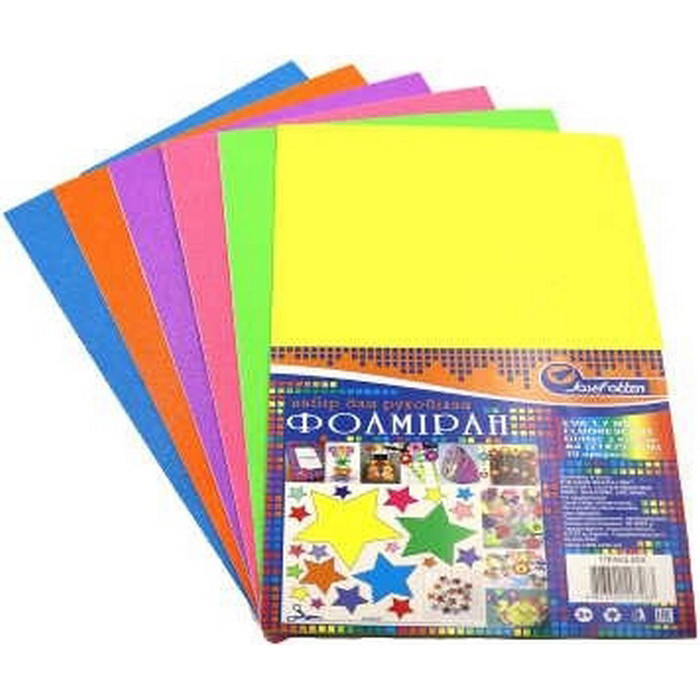 Фоаміран для творчості А4 17FA4-MIX 6 кольорів 1,7х0,1 мм, фото 1