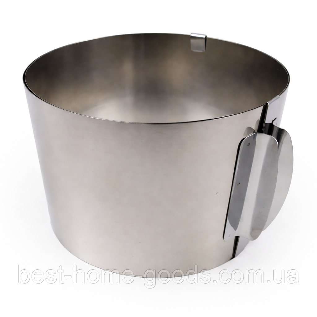 Кругла розсувна форма для випічки | нержавіюча сталь | Ø16–30 см | висота 12 см | без дна | з роз’ємними замками | для тортів, фото 1