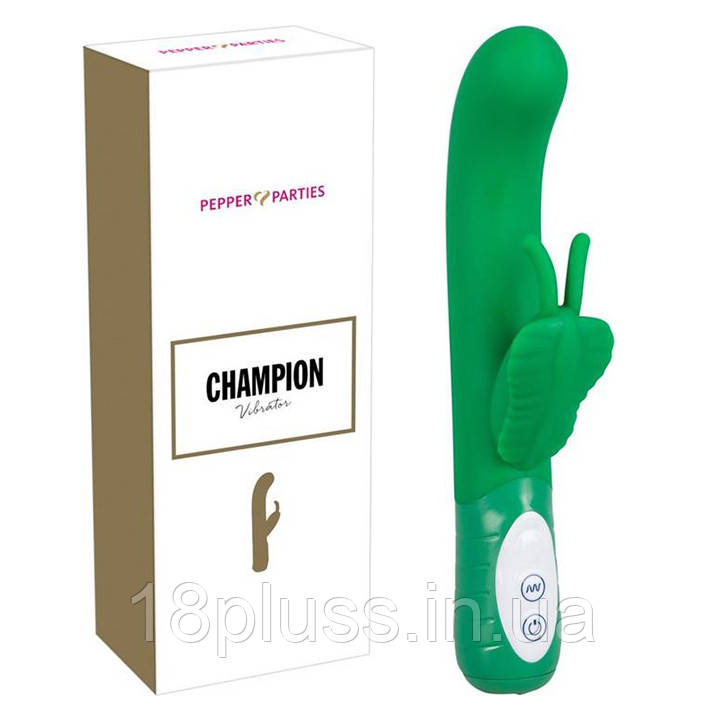 Потужний вібратор-кролик для подвійної стимуляції з 7 режимами вібрації Pepper Parties Champion Vibrator Green, фото 1