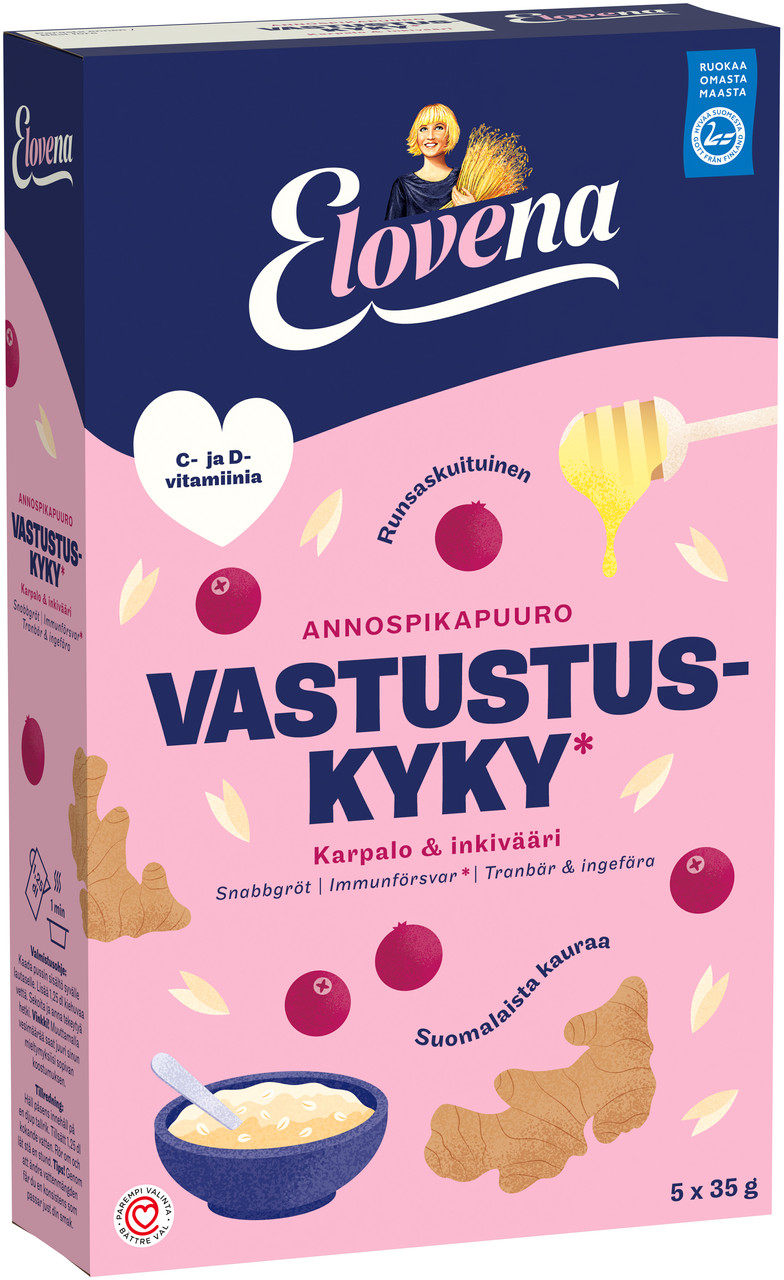 Упаковка Вівсяна каша ELOVENA журавлина та імбир 175г, (9шт/ящ), фото 1