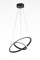 Люстра LED, 58W BK, 6000К, (Ø200+Ø350)*1000, чорна, без пульта, акрил/метал