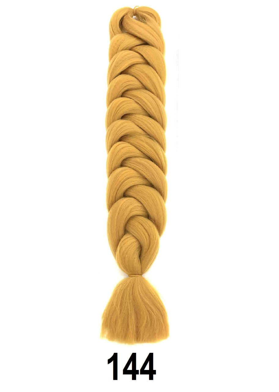 Канекалон Ultra BRAID-X-pression premium 144 однотонний гірчичний золотистий термостійкий метровий довжина 100см Вага 165грам
