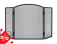 Каминний екран Kaminer захисна решітка 118х76 см чорний сталь для каміна PK013