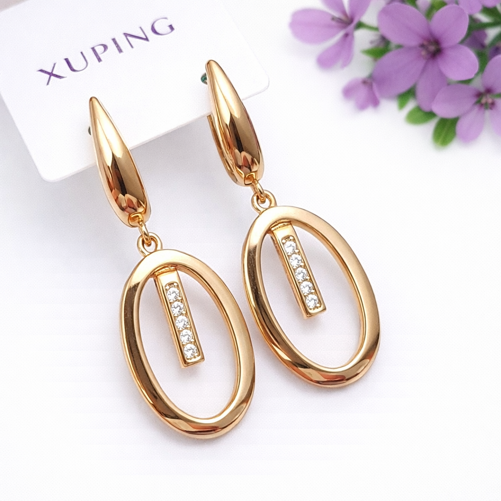 Сережки Xuping Jewelry довжина 3.5см ширина 1.3см медичне золото позолота 18К с1643