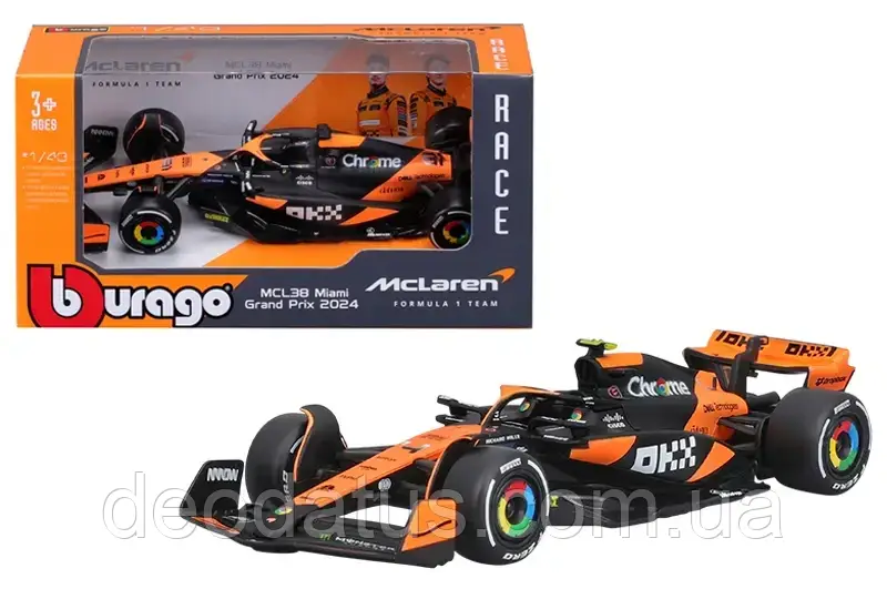 Автомодель 18-38214 - McLaren F1 MCL38 (2024) 1:43 Bburago, фото 1