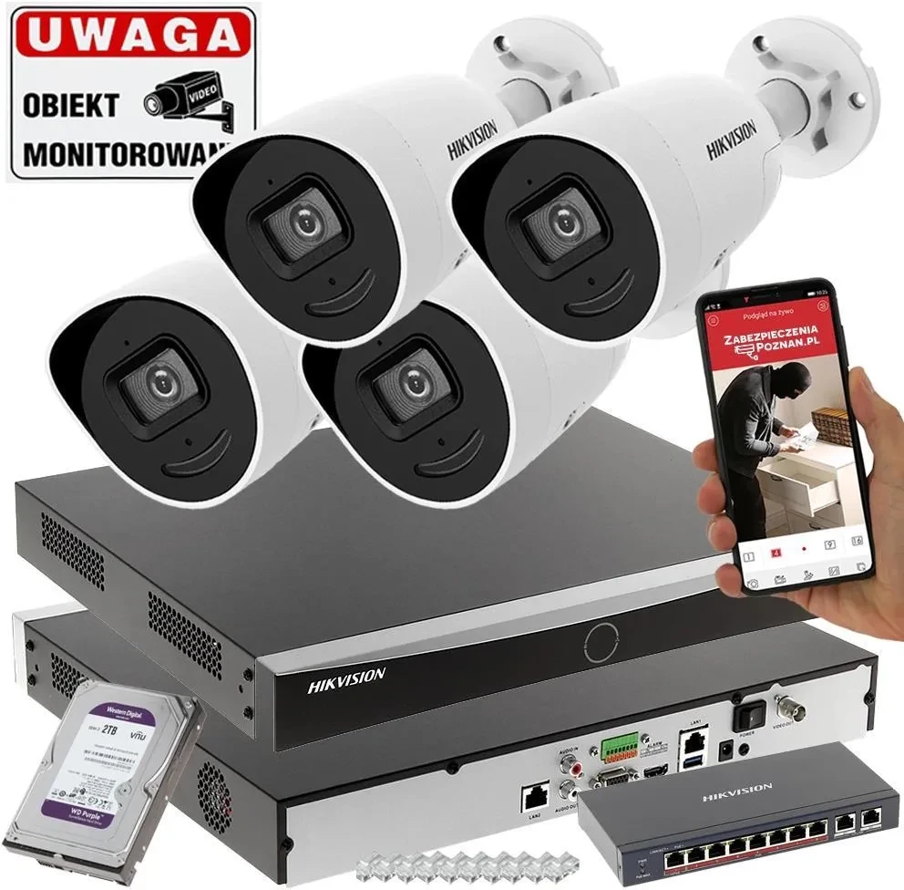 HIKVISION 4 Камери з SYRENĄ DS-2CD2046G2-IU/SL(2.8MM)(C) 4MPX ACUSENSE DARKFIGHTER ODSTRASZANIE (наЗамовлення), фото 1