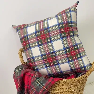 Подушка для дивана 45х45 см Клітинка зелено-червона, фото 1