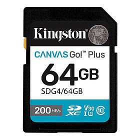 Карта пам'яті SDXC (UHS-1 U3) Kingston Canvas Go! Plus 64Gb class 10 A2 V30 (R200MB/s)