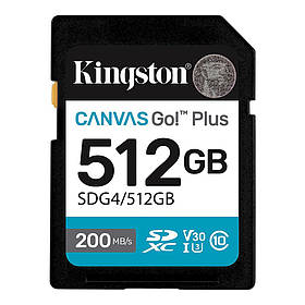 Карта пам'яті SDXC (UHS-1 U3) Kingston Canvas Go! Plus 512Gb class 10 A2 V30 (R200MB/s, W160MB/s)