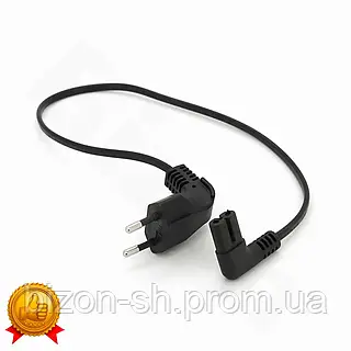 Кабель питания 0,5 м CEE7/16-C7 2 pin угловой чёрный для бытовой техники электропроводка медь