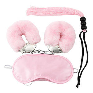 Набір БДСМ DS Fetish маска, наручники, флогер міні, рожевий