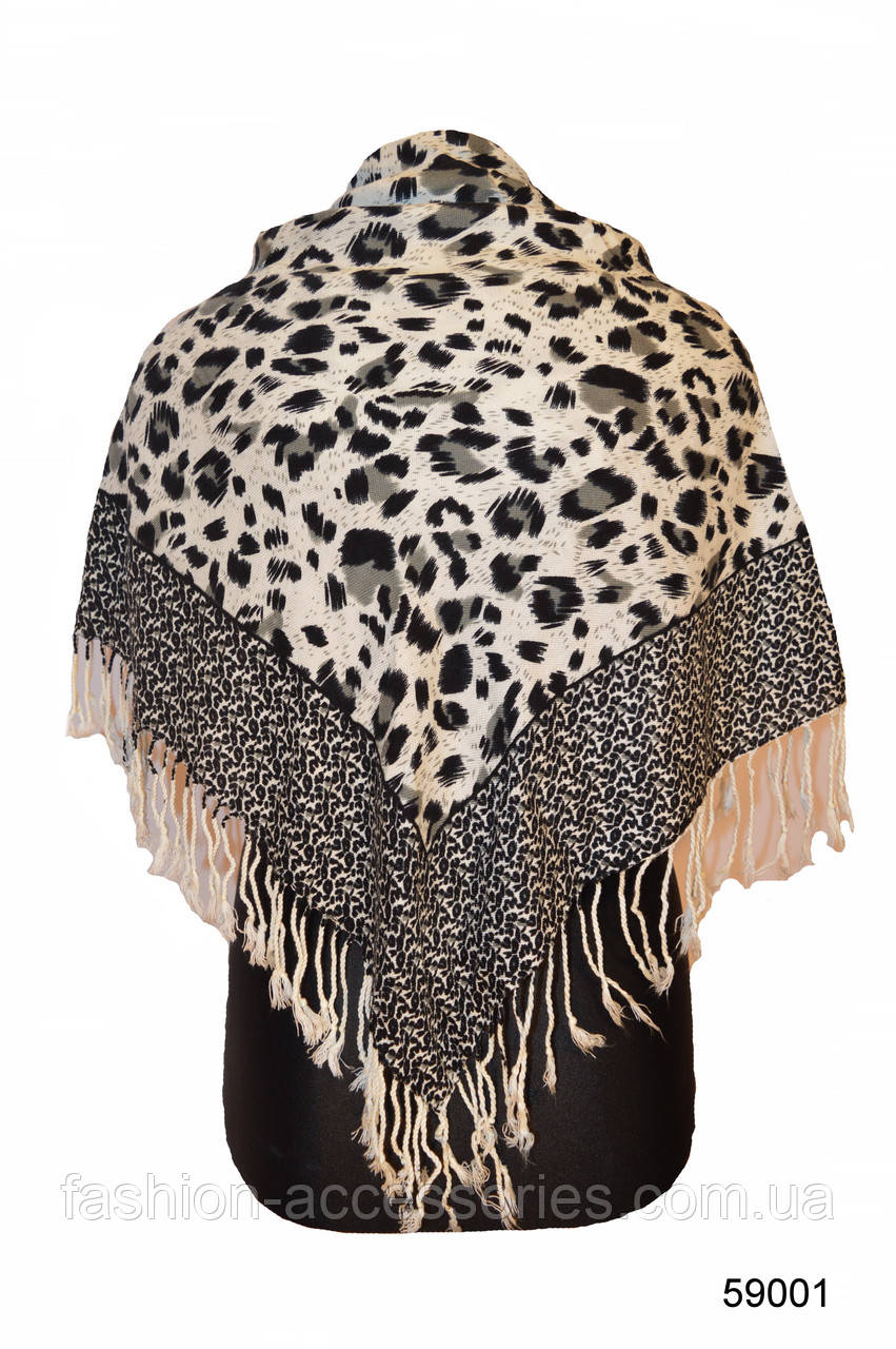 Сірий леопардовий кашеміровий хустку, фото 1