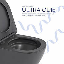 Унітаз підвісний Robin Ultra Quiet 490×365×325 мм, Anthracite, із сидінням Slim Duroplast/Soft-close/Quick Release, фото 5
