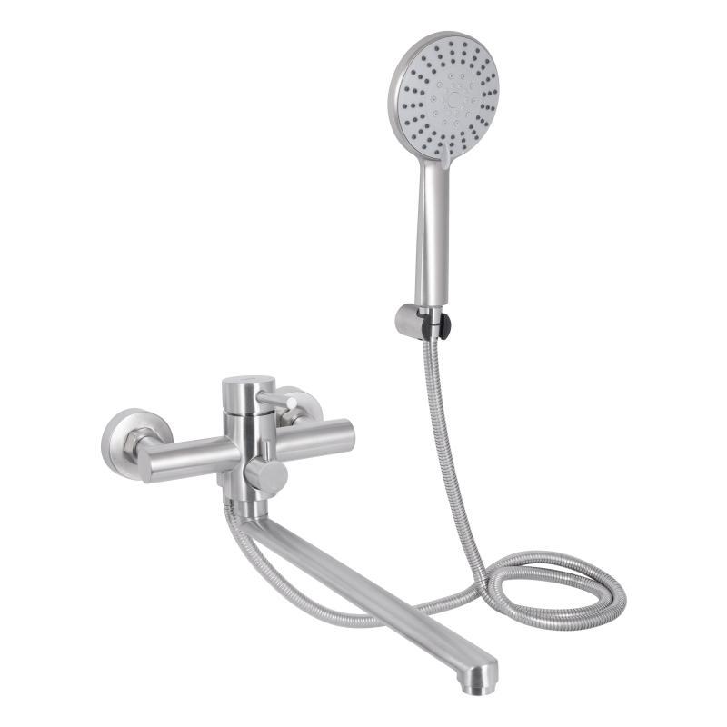 Змішувач для ванни Lidz Aria 005 з поворотним виливом (з душовим гарнітуром) (k35) LDARI005NKS34939 Nickel