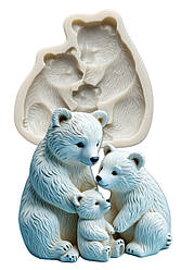 Силіконовий молд для шоколаду та ін "Родина полярних ведмедиків"